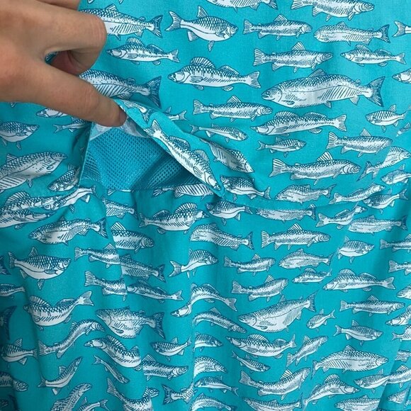 Ocean & Coast Fishing Button Down Shirt Long Sleeves Mens Large Nylon Blue - Picture 7 of 9